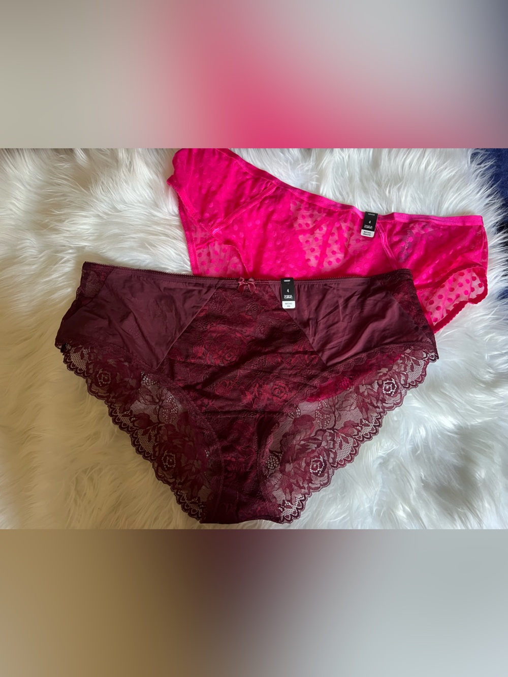 torrid Lace & Mesh Bikini Panties in Hot Pink and Burgundy